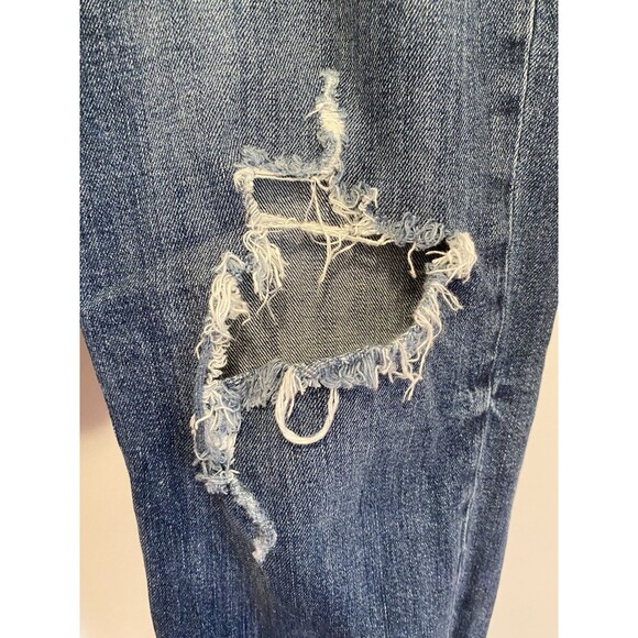 Old Navy Jeans Mid Rise Boyfriend Womens Size 10 Cobalt Med Wash Distressed Crop - Picture 6 of 8